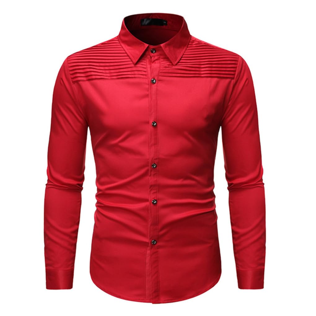 Dninmim Camicie formali da uomo, camicie bianche slim fit a maniche lunghe, top da lavoro aziendali