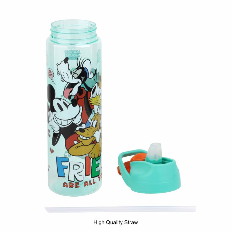 Image of SKi Homeware Plastic SKI GLIDE Sipper Water Bottle 800 ML,for School,Sports,Trek,Travel|Teens & Kids|800 ML,Light Weight,Pop-up Sipper with Handle|Character Merchandise|Mickey & Friends,Multicolour