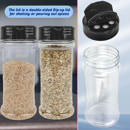 20 Pack 6 oz Plastic Spice Jars with Black Shaker Cap Clear Empty Spice Bottles with Shaker Lids Seasoning Container for Storing Spice Seasoning Powder