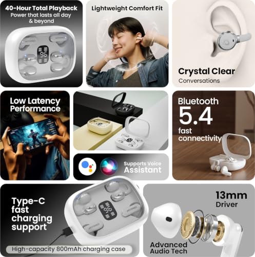 Image of FitPro Q10 Sport Earhook TWS Earbuds, Bluetooth 5.4, Bluetooth (White, True Wireless)
