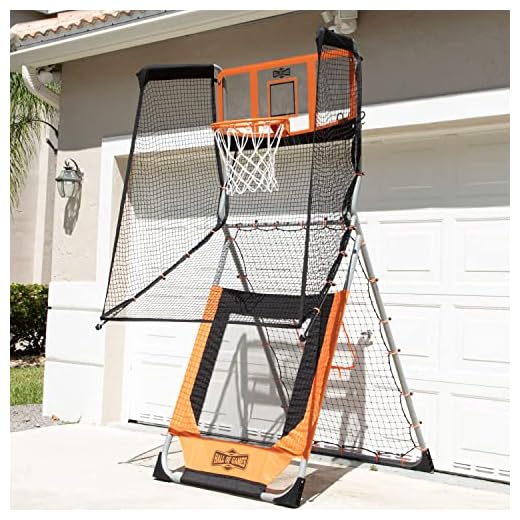 Hall of Games Outdoor 2-in-1 Basketball and Baseball Pitchback Training Game, Orange, Black
