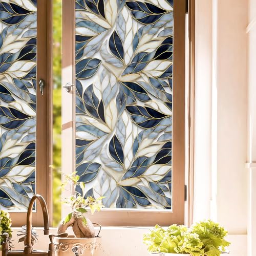 Vinilo decorativo de vidrio autoadhesivo gris y azul marino 40x300cm miniatura 1