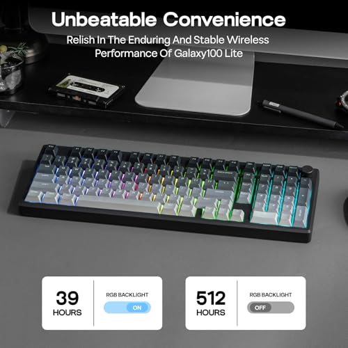 Image of EPOMAKER Galaxy100 Lite QMK /VIA Gaming Keyboard with 8000mAh Battery and Numpad, 1800 Aluminum Mechanical Keyboard, USB-C /BT /2.4Ghz, Hot-Swap, Creamy Sound (Black, Marble White Switch)