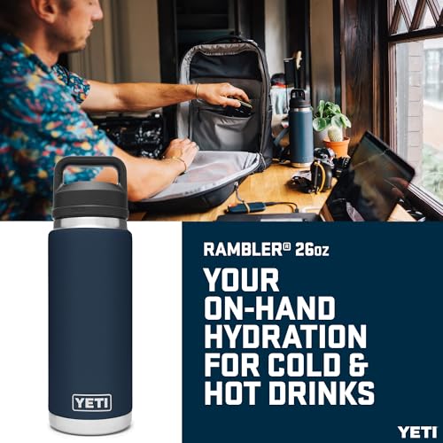 Image of YETI Rambler Water Bottle 26 oz (769 ml) Navy - Stainless Steel Water Bottle, Sports Water Bottle with Chug Closure, Insulated Sports Bottle