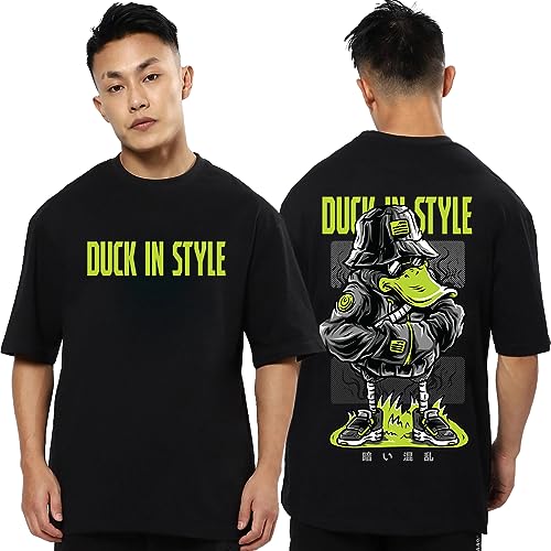 Image of Mens Oversized Printed Half Sleeve Branded Cotton T-Shirt for Mens || Back Printed t Shirts for Men || Oversized t Shirts for Men