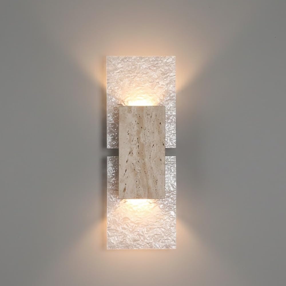 NHPJFDC Wall Light Fixture，Alabaster Wall Sconce, Natural Marble Wall Sconce Vanity Light Fixture for Living Room,Modern Wall Lights，Marble Lighting for Bedroom, Staircases，Entryway