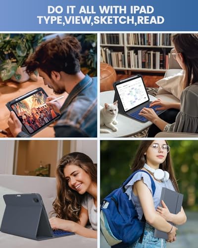 Image of typecase Folio Keyboard Case for iPad A16 (11th) & iPad 10th Gen 10.9 inch (2022), Magnetic Wireless Detachable Keyboard, 7-Color Premium Backlight, Thin & Light, Pencil Holder-Charcoal Grey