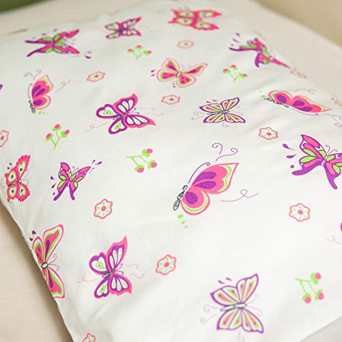 Image of Toddler Kids Pillowcase for Boys and Girls - Butterfly /Butterflies 13 x 18 - shrinks to fit - 100% Cotton - Naturally Hypoallergenic and Soft - Designed in USA - Machine Washable