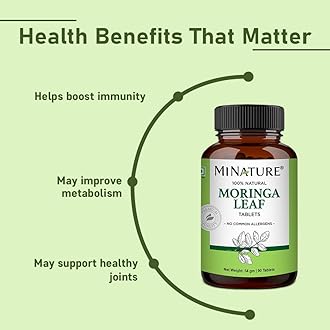 Moringa Leaf Tablets - 90 Tablets, 1000 mg| by mi Nature | 100% Natural Moringa| Antioxidant| Moringa Leaf Powder | Vitamin C |Vegan | from India