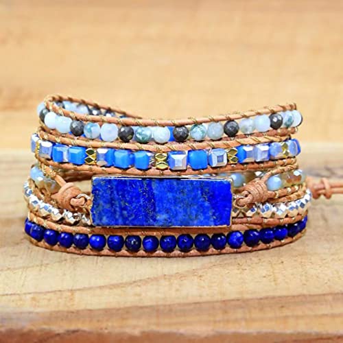 Image of Boho Stone Wrap Bracelet for Women,Turquoise Beaded Bracelet Jewelry Gift