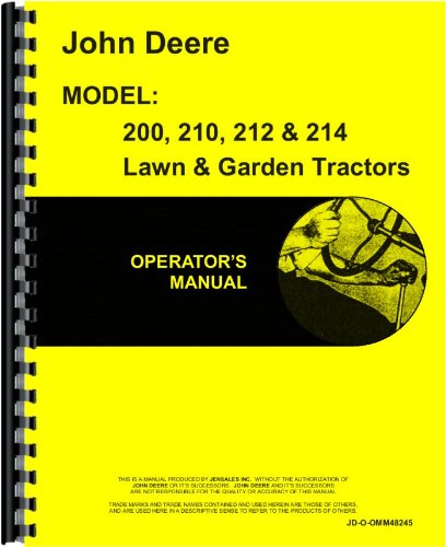 John Deere 200 Lawn & Garden Tractor Operators Manual      Plastic Comb