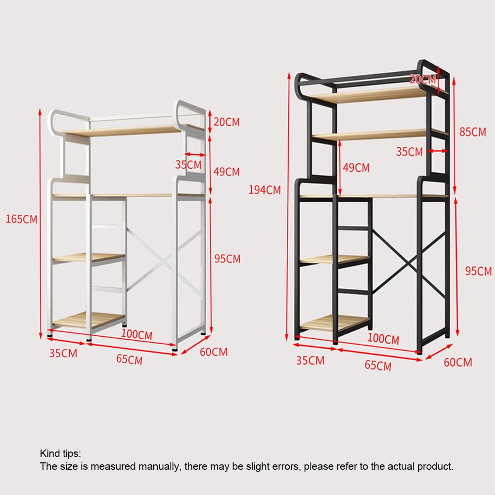 Mobile Sopra Lavatrice, Scaffale Sopra WC, Scaffale Bagno Sopra WC 2/3 Livelli, Mobile Lavatrice Salvaspazio Ripiani Aperti per Bagno, Lavanderia, Balcone B 100x60x194cm