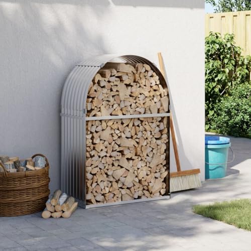 GCHDHAPB Soporte para troncos de acero galvanizado, 80 x 45 x 120 cm, color plateado