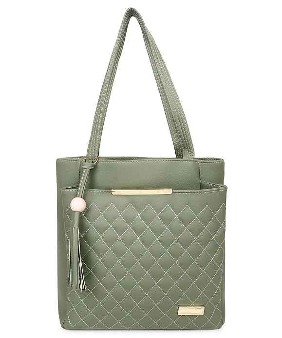 Image of DaisyStar Women Fashion Handbags Tote Purses Stylish Girls Zip Pocket Canvas Handbag for Office Bag Ladies Travel Shoulder Bag Tote for College Girls Granite Green Handbag 43