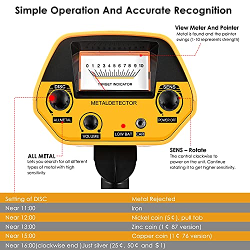 HIUYRFS Metal Detector, High Precision, Waterproof, Adjustable, LCD Discrimination, for Children and Adults - Image 3
