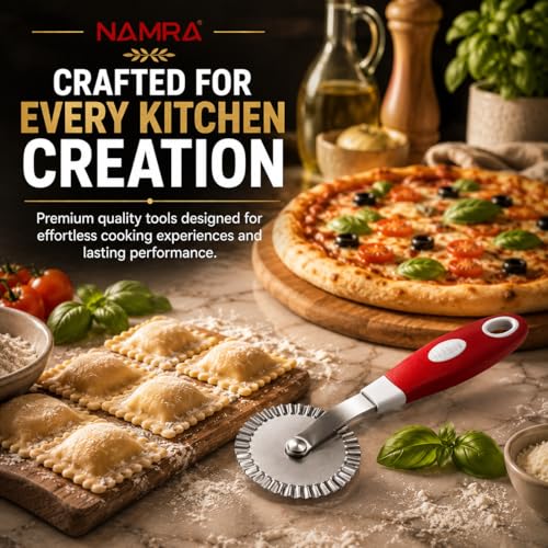 Image of Stainless Steel Pastry Ravioli Pasta Dough Cutter Crimper Wheel (Multicolour)