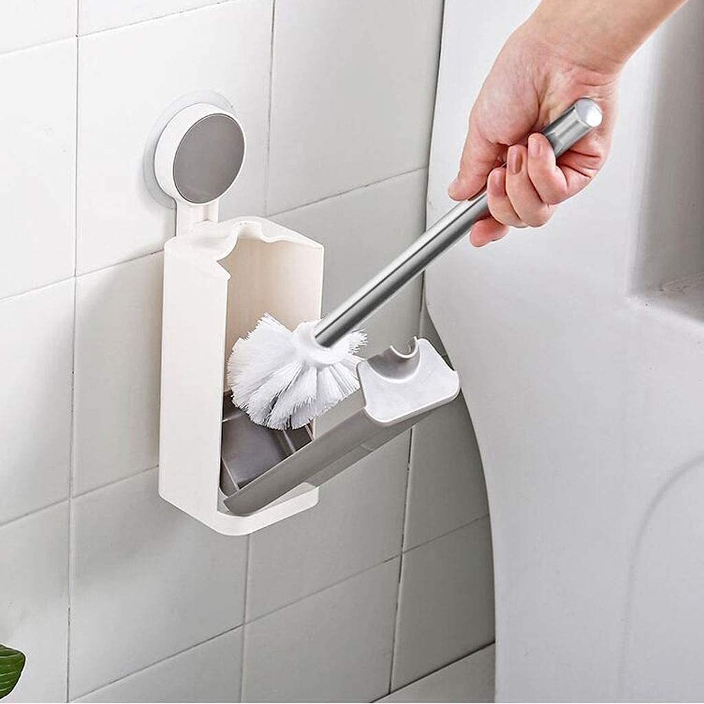 Biały zestaw szczotek toaletowych naścienna szczotka WC z uchwytem kompletna zamknięta konstrukcja plastikowe narzędzie do czyszczenia łazienki niezbędne akcesoria łazienkowe do higieny domowej