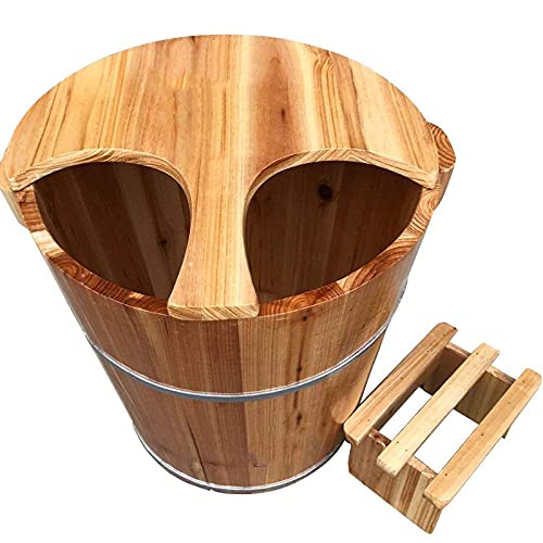 Cubeta de madera natural para baño de pies 40 cm altura