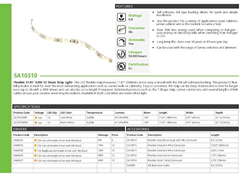 Tira LED flexible Transolid SA10310WW 11.81" blanco cálido miniatura 2