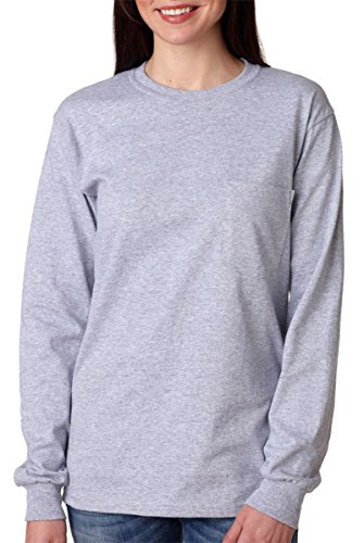 Gildan Mens Ultra Cotton 6 oz. Long-Sleeve Pocket T-Shirt(G241)-Sport Grey-L