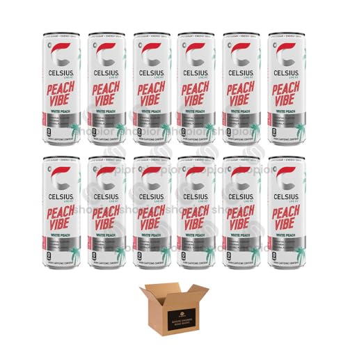 Celsius Sparkling Energy Drink | Zero Sugar, No Artificial Colours | Natural Caffeine Essential Vitamins For Focus | Hydrating Drink (Peach Vibe - 355