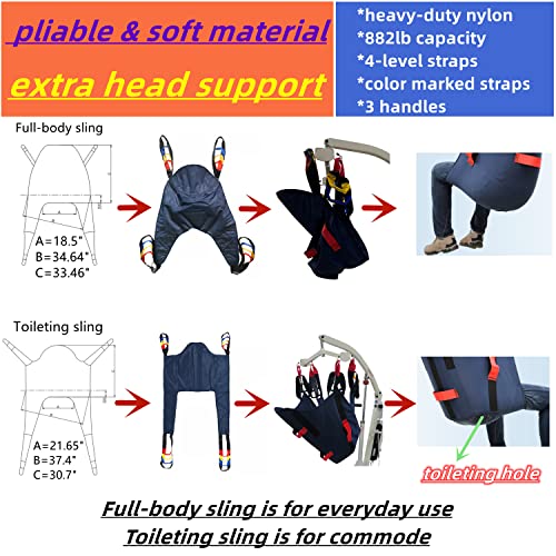 doudouX Portable Hoyer Lift, Hoyer Patient Lift, Electric Hoyer Lift, Electric Patient Lift for Home use or car Travel (High-Back Padded U-Leg Universal Sling)