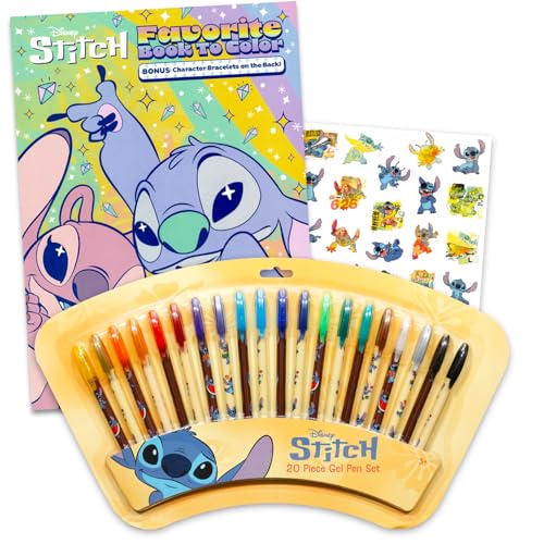 Coffret cadeau Stitch Disney contenant 20 stylos gel, affiches et autocollants