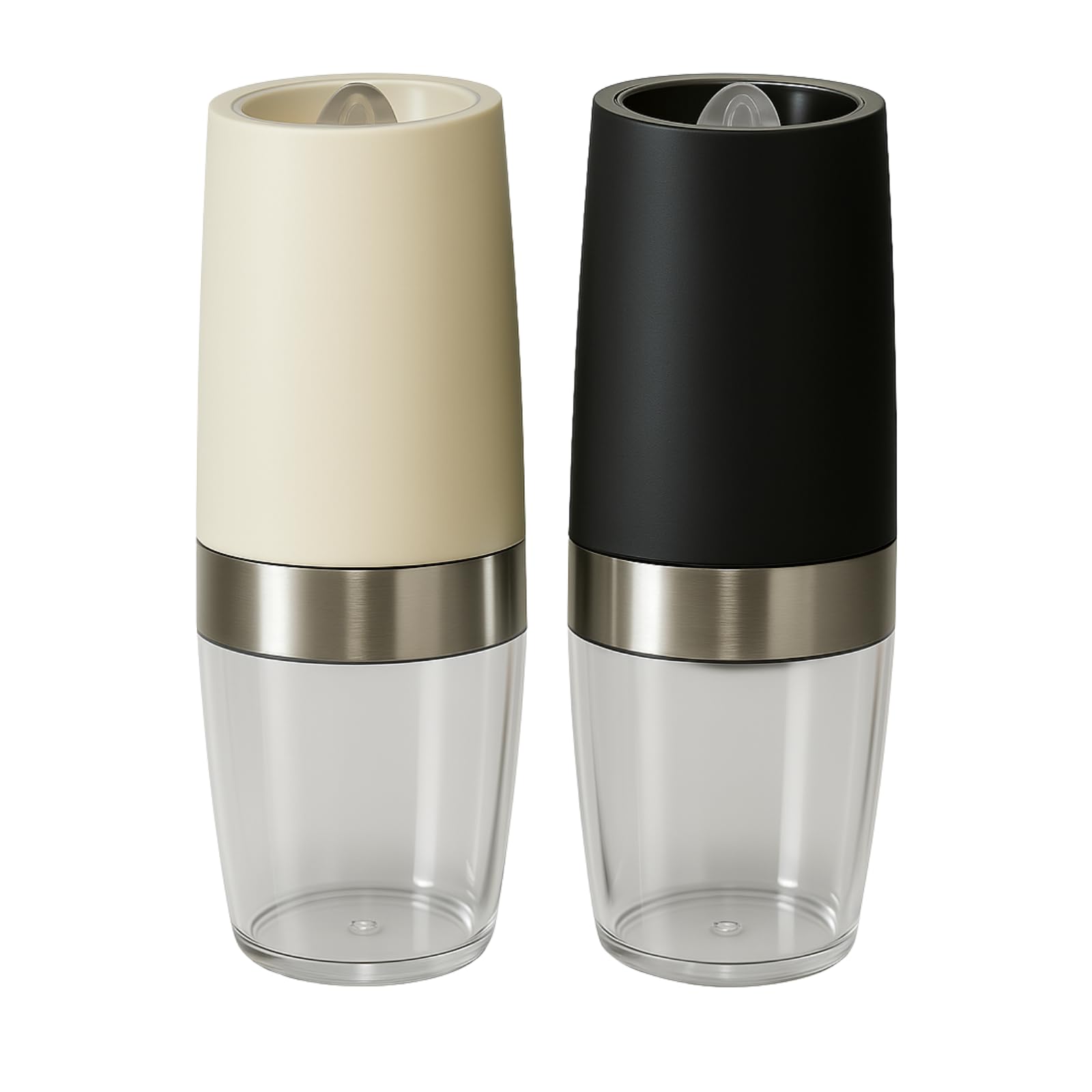 Electric Salt and Pepper Grinder Set – Spice Mill with Adjustable Coarseness, One-Handed Operation, Refillable Ceramic Core Salt & Pepper Shaker - Black and White