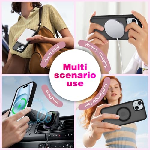 Image of for iPhone 15 Case | Frosted Translucent Hard Back Cover | Slim Translucent Matte Shockproof | Compatible with Mag-Safe (Black)
