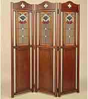 Amazon｜英国調 スクリーン ステンドグラス オーク材 木製 衝立