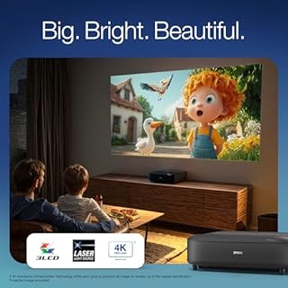 Epson Lifestudio Grand Ultra Short Throw Laser Projector, 4K PRO-UHD, Sound by Bose Technology and Epson Studio App, Built-in Google TV for Easy Streaming, Plus 3-Chip 3LCD Technology — Black