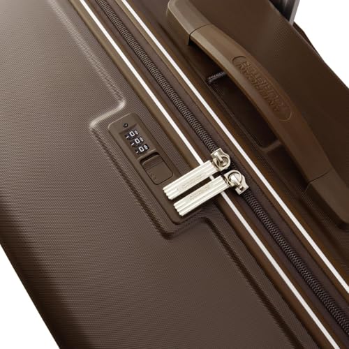 Image of American Tourister Travix | Check-in Trolley Bag (77 cm) | 360 8 Wheel Travel Luggage | Hard Case Polycarbonate Suitcase | Recessed Combination Lock | Coffee