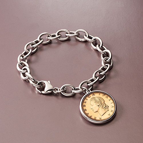 Ross-Simons Italian Genuine 20-Lira Coin Charm Bracelet in Sterling Silver 5