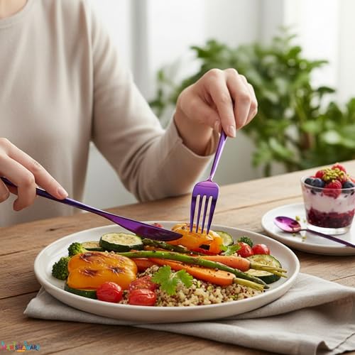 Image of Slim Handle Pink 12 Pcs Stainless Steel Cutlery Set for Dining Table, Dishwasher Safe Glossy Flatware (3 Spoon Set+3 Forks Set+3 Butter Knife+3 Dessert Spoon)