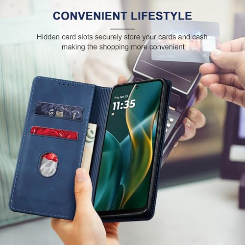 Image of Jasonyu Flip Wallet Case for Moto G 5G (2025),Blue