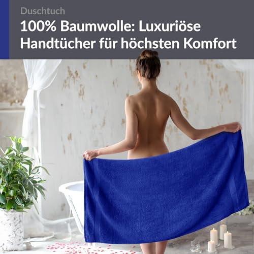 Lashuma Herren Duschhandtuch XXL Königs Blau, Linz Frottee Badetuch maritim 70x140 cm