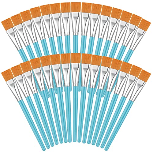 Image of Zonon 30 Pieces Paint Brushes Bulk Small Flat Top Acrylic Oil Paint Brush for Artists Mini Touch up Crafts Detail Painting(3 /4 Inch,Blue)