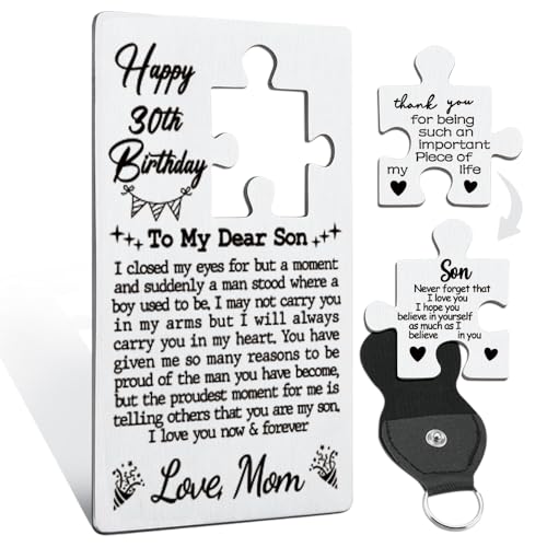 llxxeyopqdxz 30th Birthday Gift for Son from Mom Wallet Card Stainless Steel Inspirational Message Card Appreciation Encouragement Gift for Son Birthday Keepsake Graduation Gift YKA10