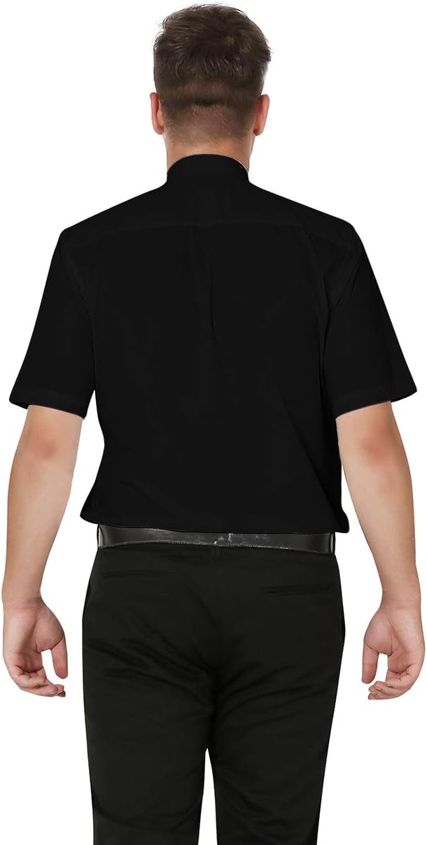 IvyRobes Men's Short Sleeves Tab Collar Clergy Shirt XX-Large Black (Necksize 16.5") - Image 2
