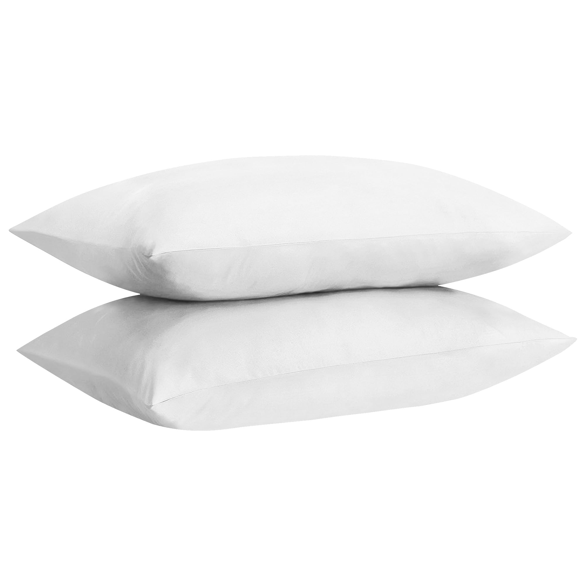 Home Ace White Non Iron Percale Standard Pillowcases 2 Pack 180 Thread Count 100% Poly Cotton Housewife Pillow Cases 50 X 75Cm