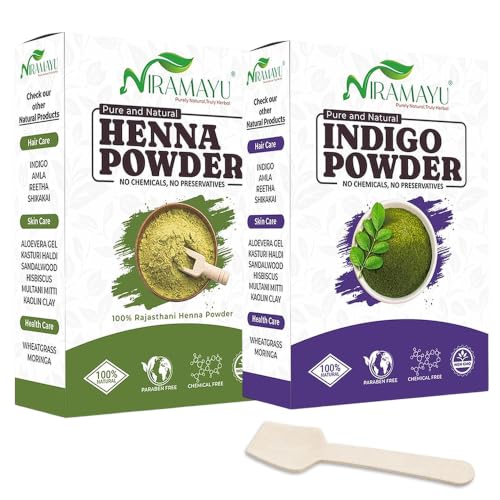 Image of Henna and Indigo Powder Combo for Black Hair 200g | Natural Herbal Hair Colour Powder | Chemical Free Ammonia Free Grey Hair Coverage Plant-Based Hair Dye - 100g Each (Pack of 2)