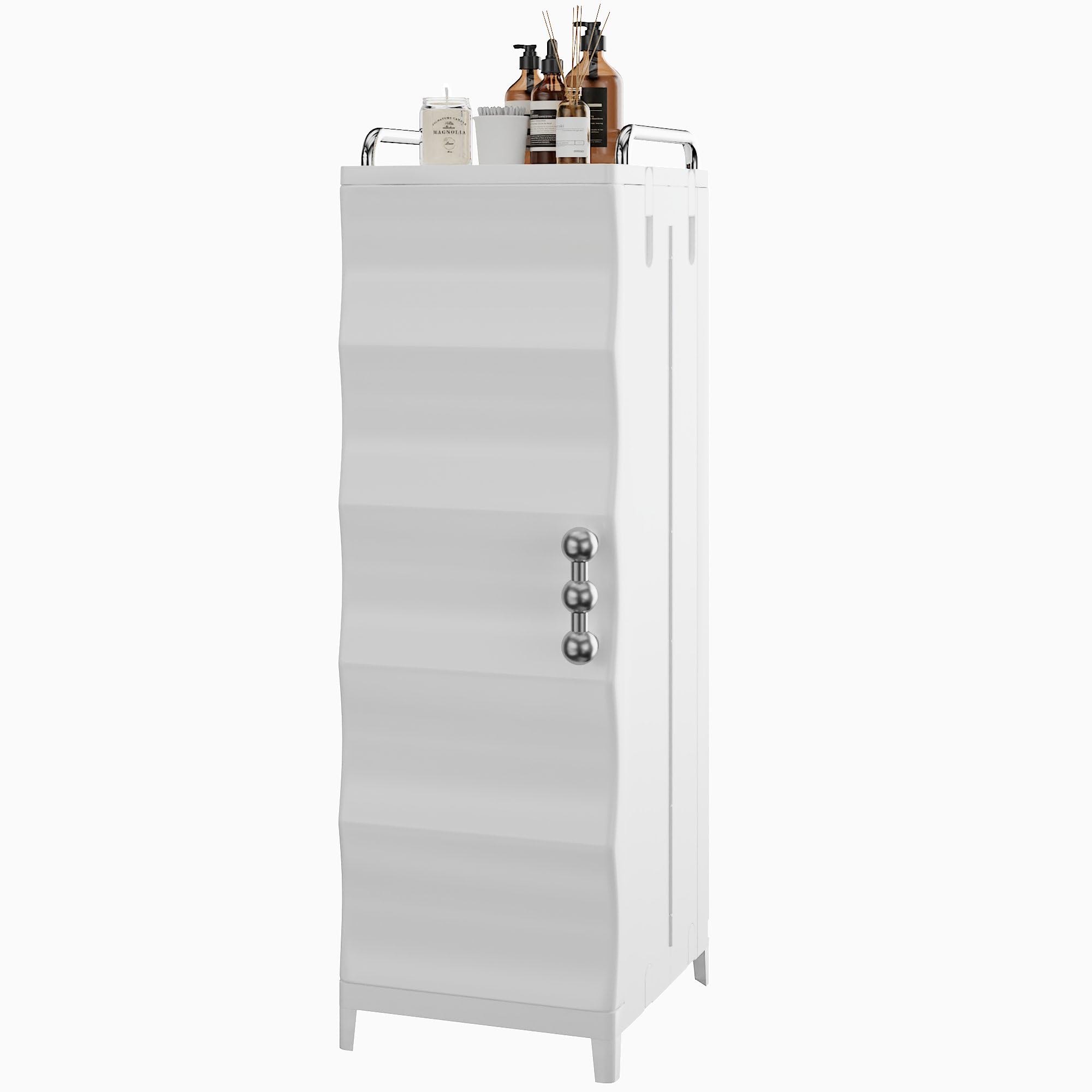 VECELO Narrow Storage Cabinet with Door, Slim Bathroom Storage Cabinet with Adjustable Shelves, for Small Spaces, Bathroom, Kitchen, Laundry, 29.7” H,