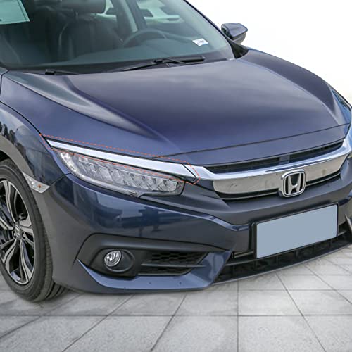 Bst Bssp Pair Headlight Molding Trim Eyebrow Strips, For 2016-2018 Civic 4Dr Sedan Chrome Cover Driver/Passenger Sides (2Pcs Set) #TOP5