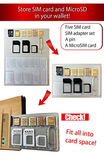 Silver Coral Sim Holder Card Case, Loss Preventing, Thiner Than Credit Cards, Made In Japan/Fill The Gap/Nano Micro Sd/Conversion Adapter Kit/Ejector Pin (White (Capacity: Nanosim*5, Microsd*1)) #TOP1