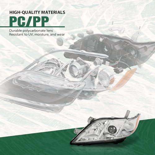 Image of GRAND ORANGE Headlight Assembly Front Headlamp Left Side Compatible with Toyota Camry 2007-2009 TO2502200 / TO2518119 / 20-6758-80 /206758801 Clear Lens Chrome Housing Amber Reflector OE Replacement
