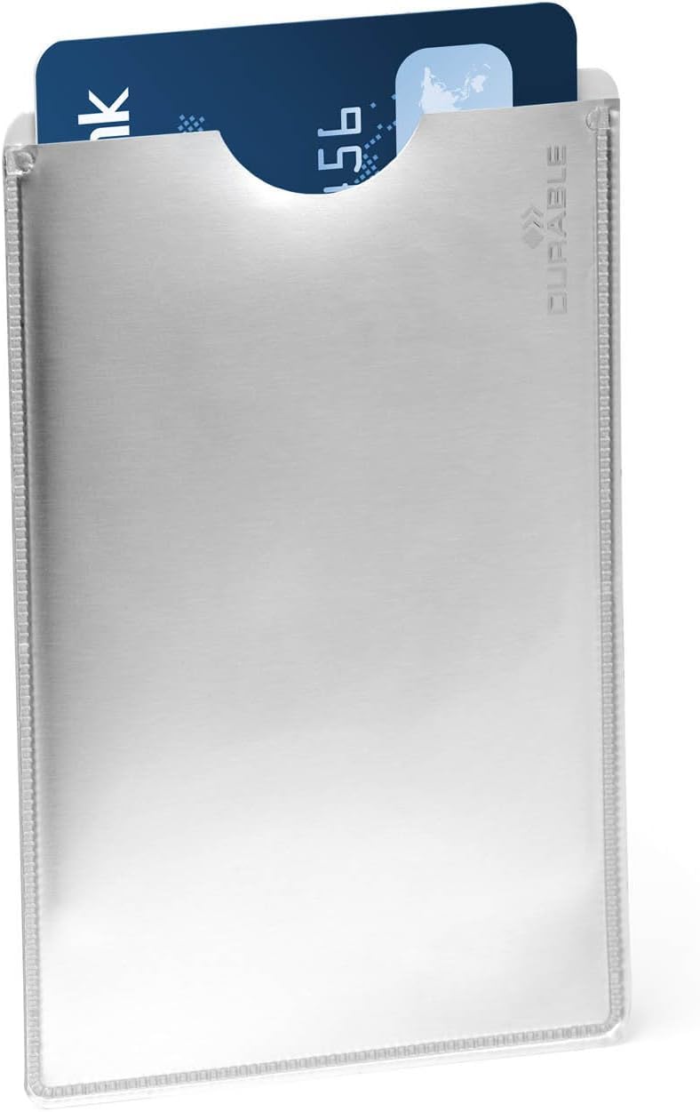 Durable 890023 Etui na kartę (z ochroną RFID), opak. 10 sztuk, kolor srebrny.