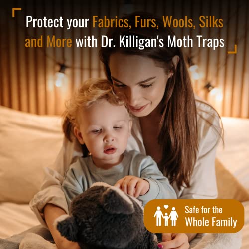 Dr. Killigan's Premium Clothing Moth Traps With Pheromones Prime | 6-Pack Non-Toxic Clothes Moth Trap With Lure For Closets & Carpet | Moth Treatment & Prevention | Case Making & Web Spinning (Black) #TOP4