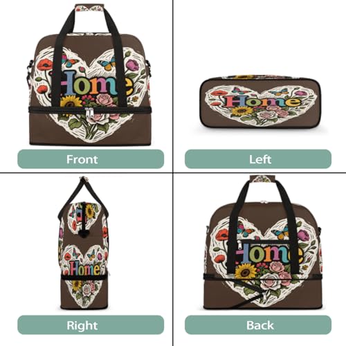 Sports Gym Bag Flower Home Butterfly Large Travel Duffel Bag With Shoe Compartment Foldable Waterproof Carry-On Weekend Travel Bags for Camping Overnight Yoga Hospital Travel Bags3