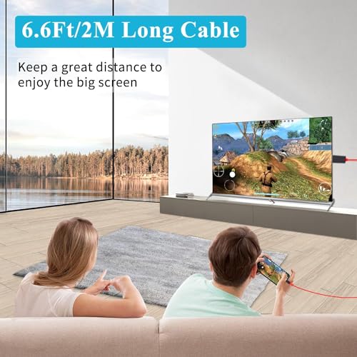 Image of Lighting to USB,HDMI Cable Compatible With iOS to TV Projector Monitor, 1080P Digital AV Adapter Cord, 2m HDMI Adapter HDTV Cable with USB Charging Port, Sync Screen Converter