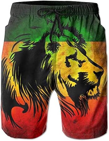 BBggyh Dry Jamaican Lion Flag Mens Swim Trunks Surf Board Shorts Beach Pant Sportswear